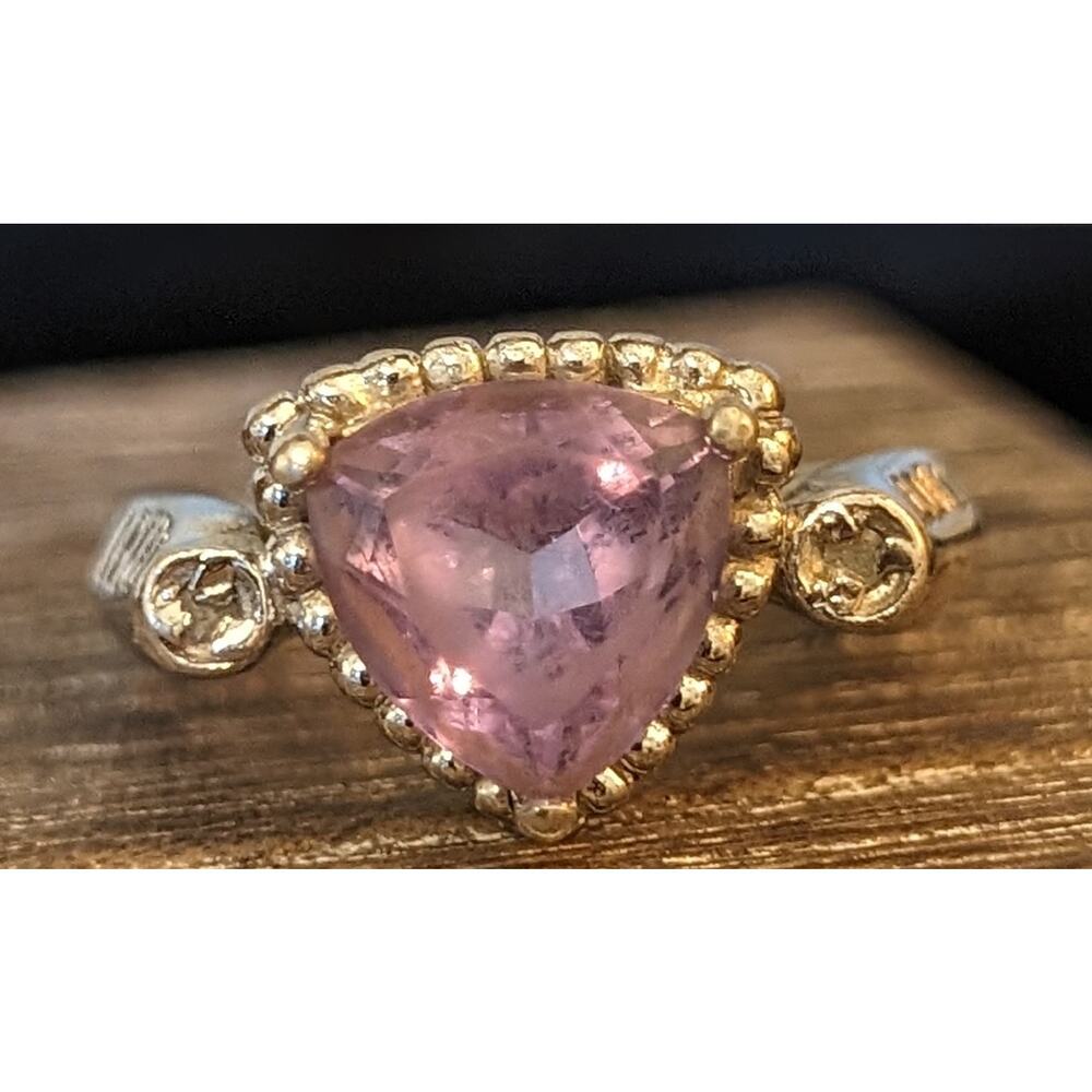 Trillion Cut Amethyst 925 Sterling Silver Ring Size 5.75